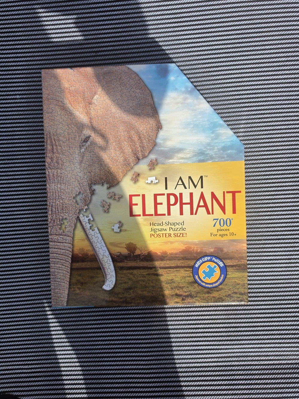 I AM Elephant Head-Shaped Jigsaw Puzzle - 700 Pieces - Yellow